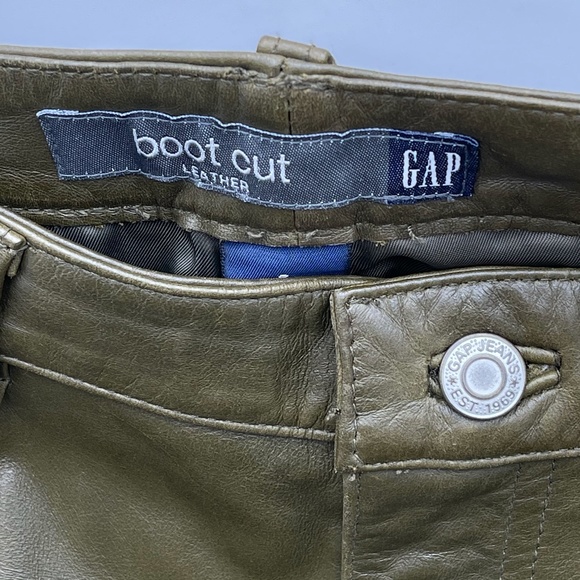 GAP Army Green Leather pants in Boot Cut Size 8 - Picture 3 of 9